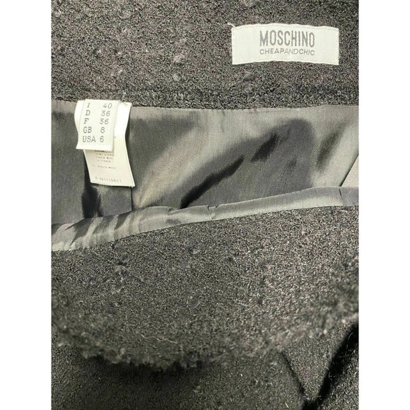 Moschino Cheap & Chic Black Wool Blend Tweed Strai - Picture 2 of 5